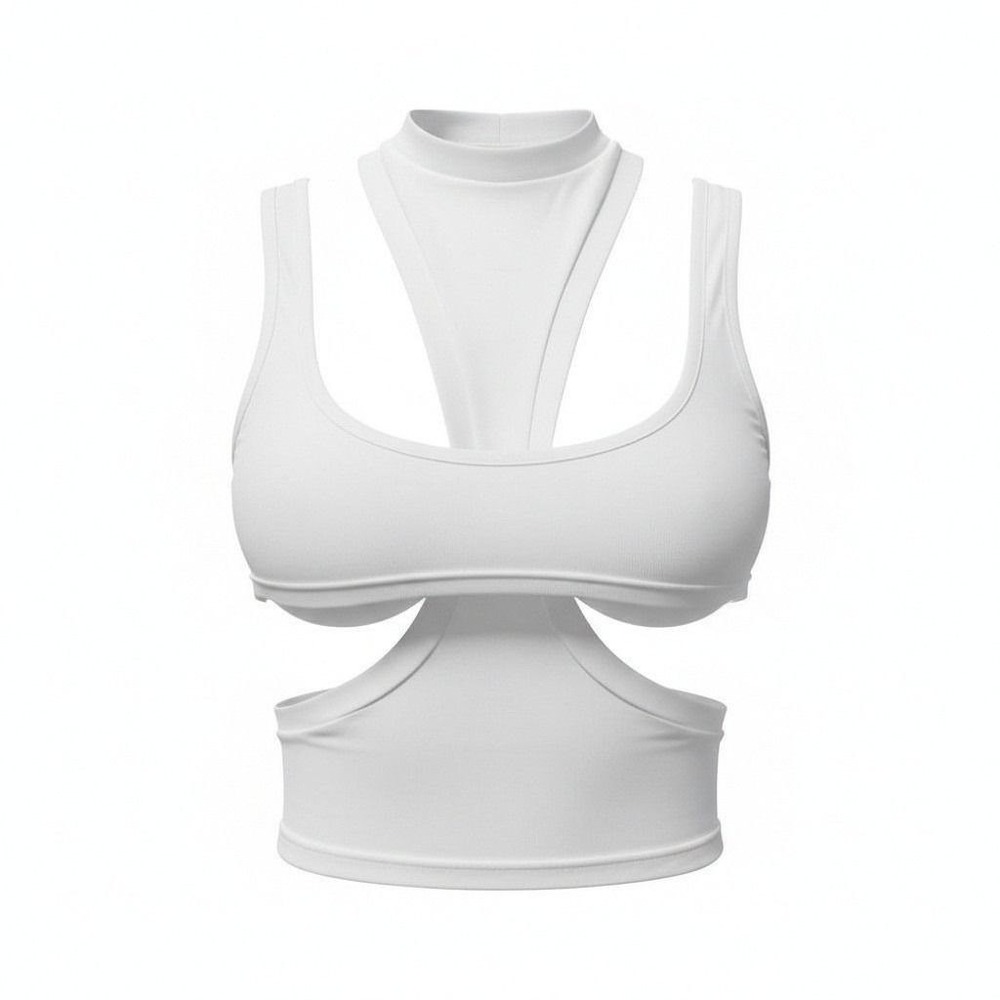 New Medium White‎ Sexy Cut Out Crop Top Open Sleeveless Tank Blouse Tee